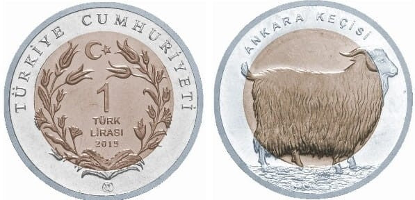 Turcja 1 lira Koza angorska 2015