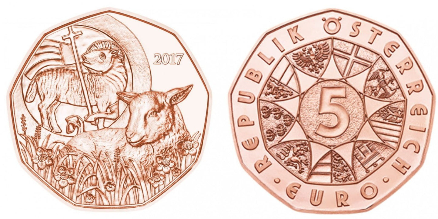 5 euro Austria Baranek wielkanocny 2017