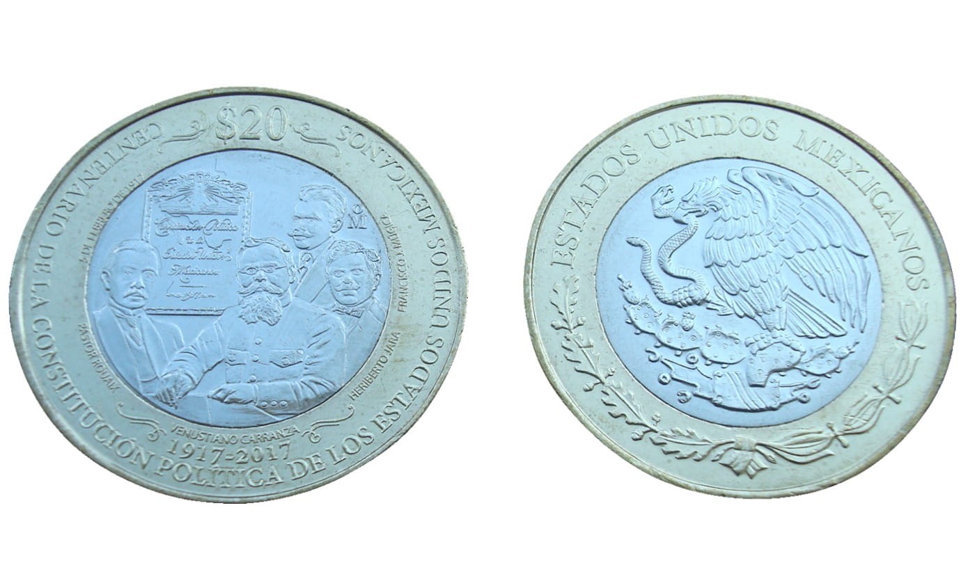 Meksyk 20 peso 100 lat Konstytucji 2017