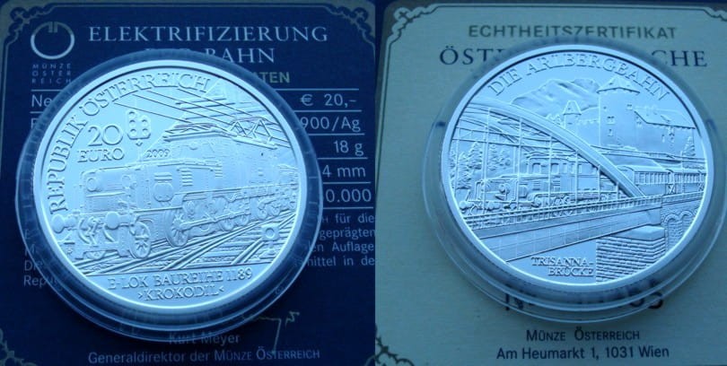 20 € AUSTRIA Lokomotywa E-LOK Krokodil 2009