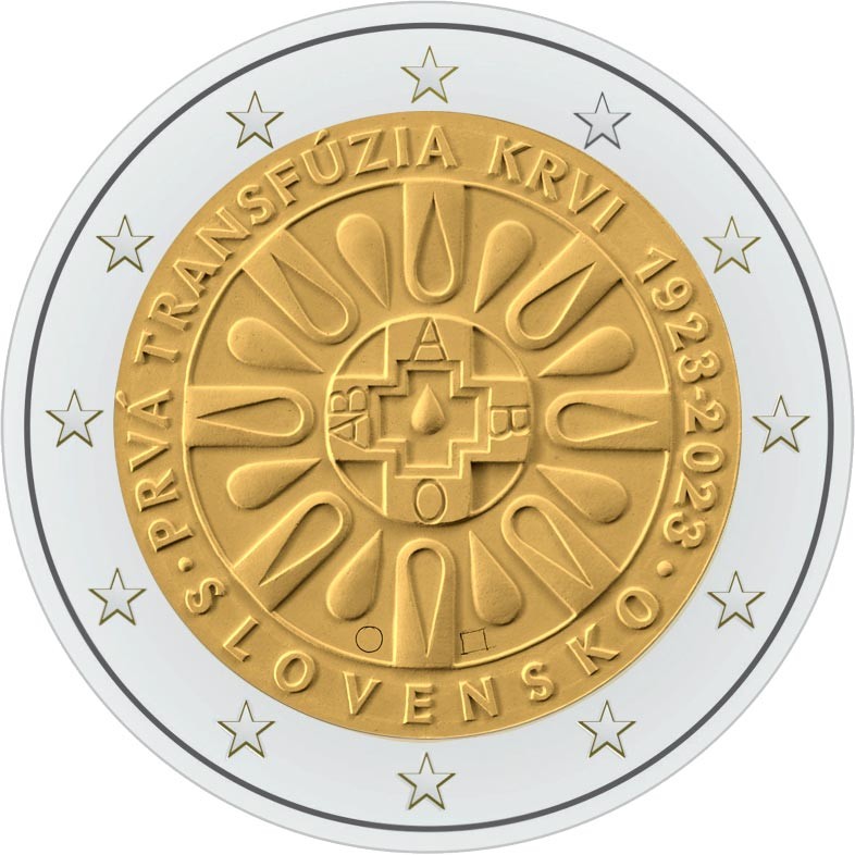 2 euro Słowacja 10 rocz. pierwszej transfuzji 2023