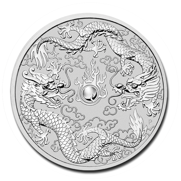 Australia 1 $ Dwa smoki 2019 1 Oz Ag.999