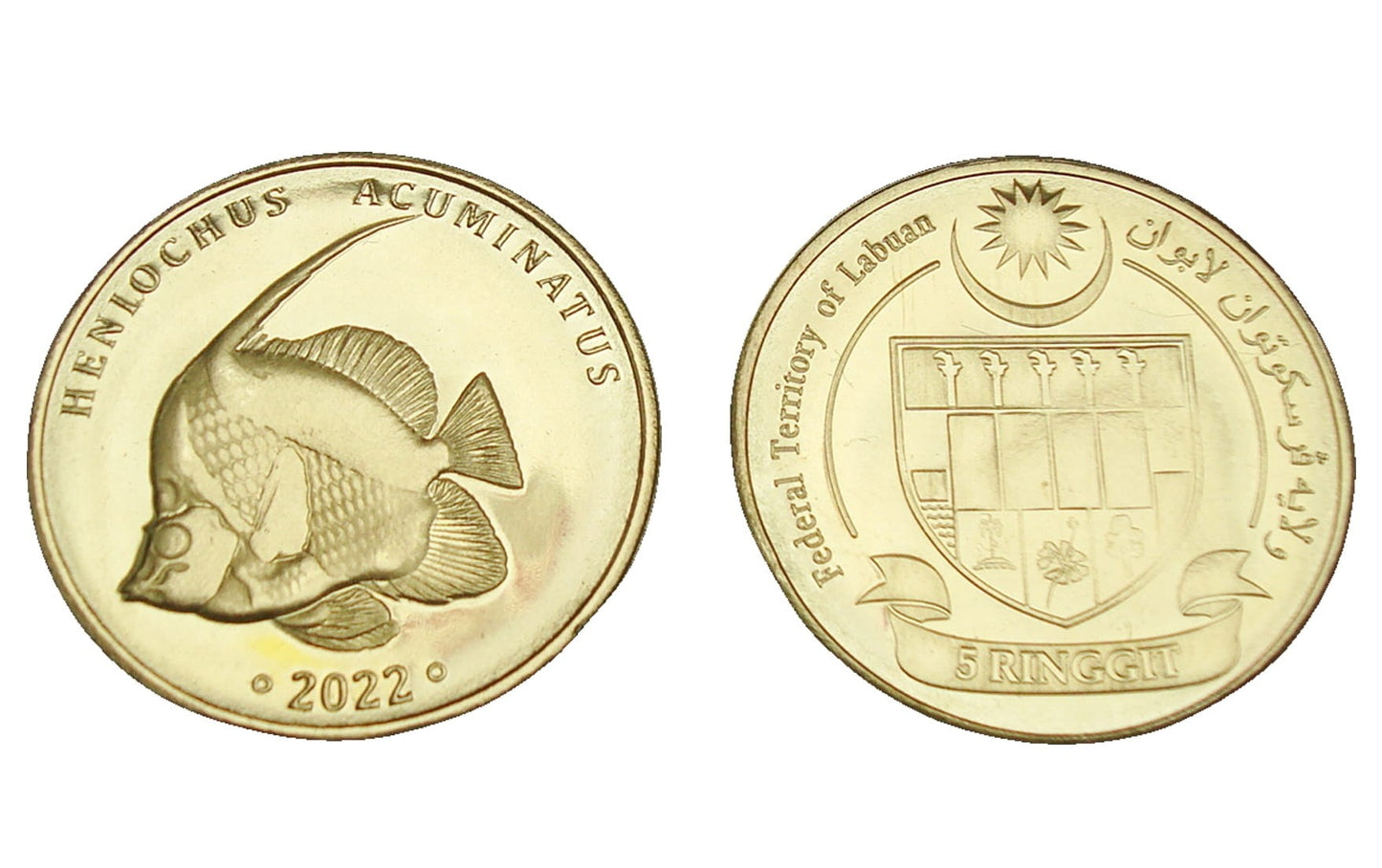 Malezja Labuan 5 ringit Rybka Heniochus 2022