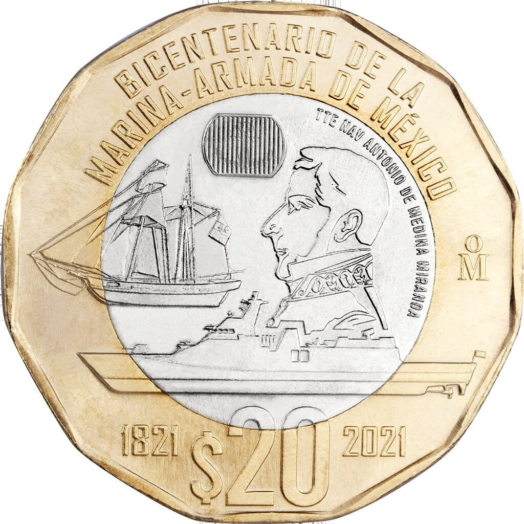 Meksyk 20 peso 200 lat floty morskiej 2022