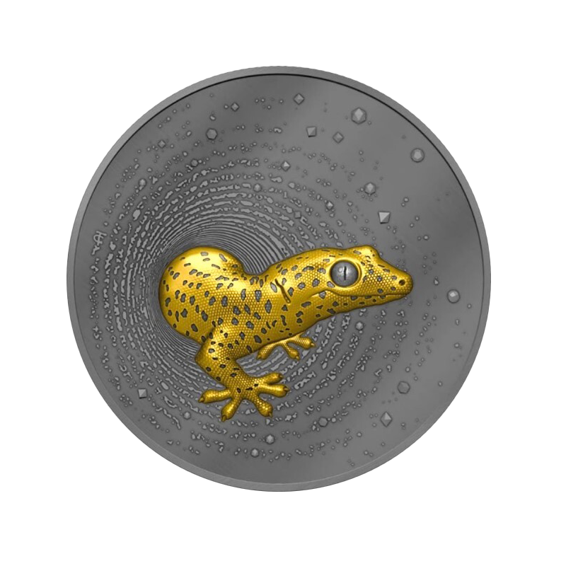 Kamerun 2000 FCFA Gecko  2023 2 Oz Ag.999 Dark Gilded UHR