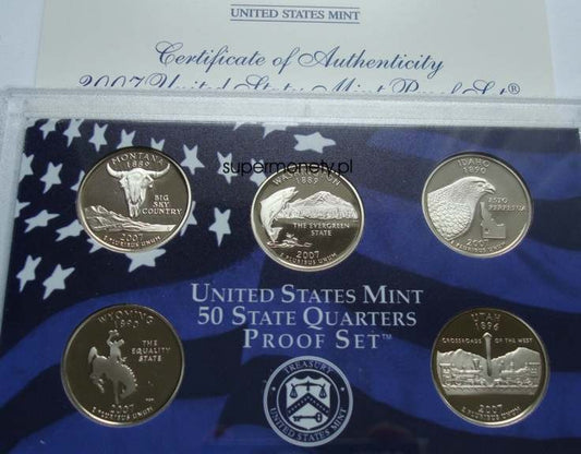 USA Proof set 5 x 25c Stany 2007 "S"