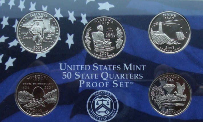 USA Proof set 5 x 25c Stany 2003 "S"