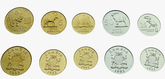 Zestaw menniczy Zambia x 5 1992