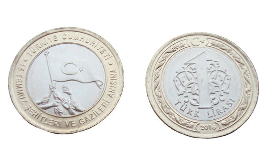 Turcja 1 lira Rewolucja - Flaga 2016