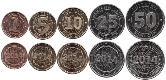 Zestaw menniczy Zimbabwe bond x 5 2014