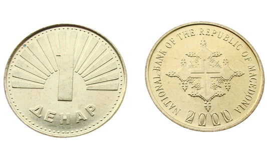 Macedonia 1 dinar Krzyż bizantyjski 2000