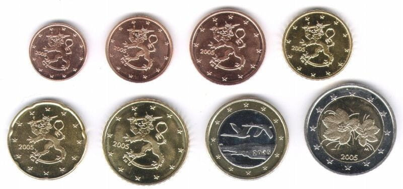 Euro set Finlandia zestaw menniczy x 8 2005