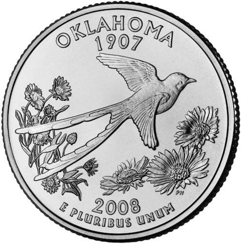 USA 25 c OKLAHOMA Jaskółka 2008