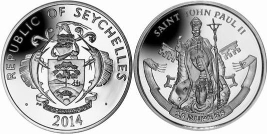 Seszele 5 rupii kanonizacja Jana Pawła II 2014