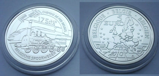 5 € Belgia 175 Lat Kolei Żelaznej w Belgii 2010