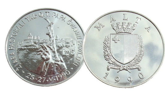 Malta 5 lira Jan Paweł II 1990
