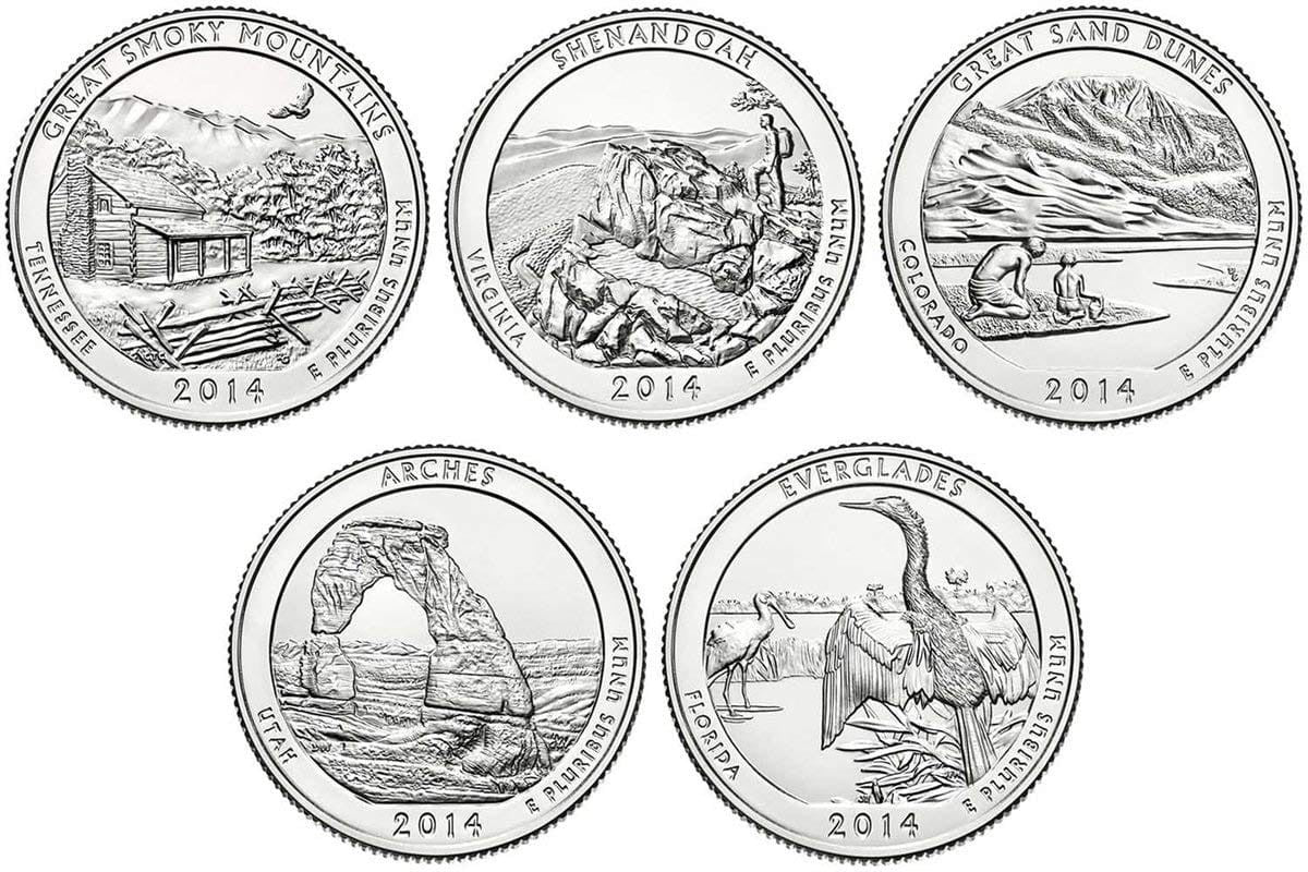 USA 25 c Parki narodowe x5 2014