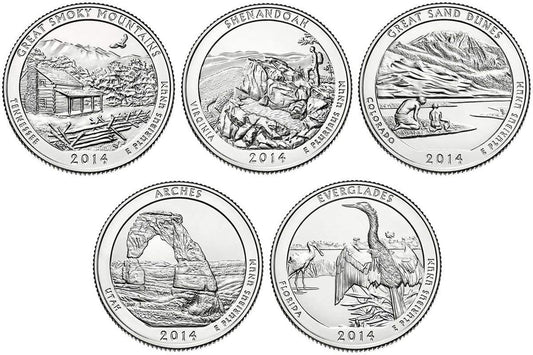 USA 25 c Parki narodowe x5 2014