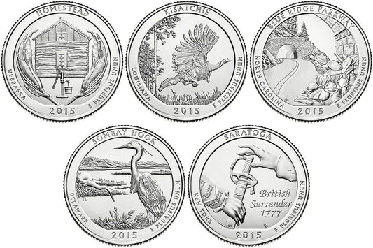 USA 25c Parki narodowe x 5 2015