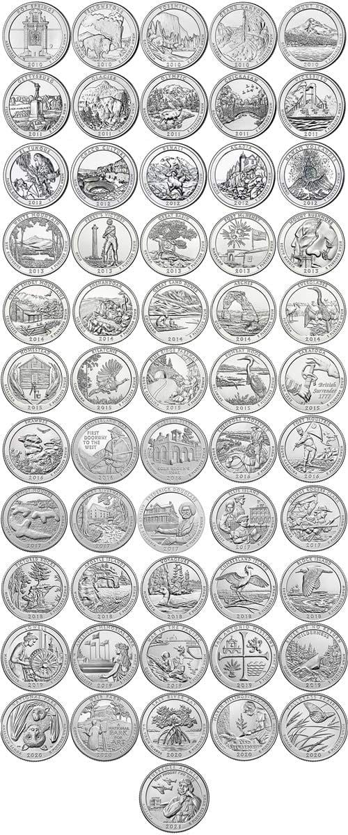 USA 25 c x 56 Parki Beautiful America 2010-2021