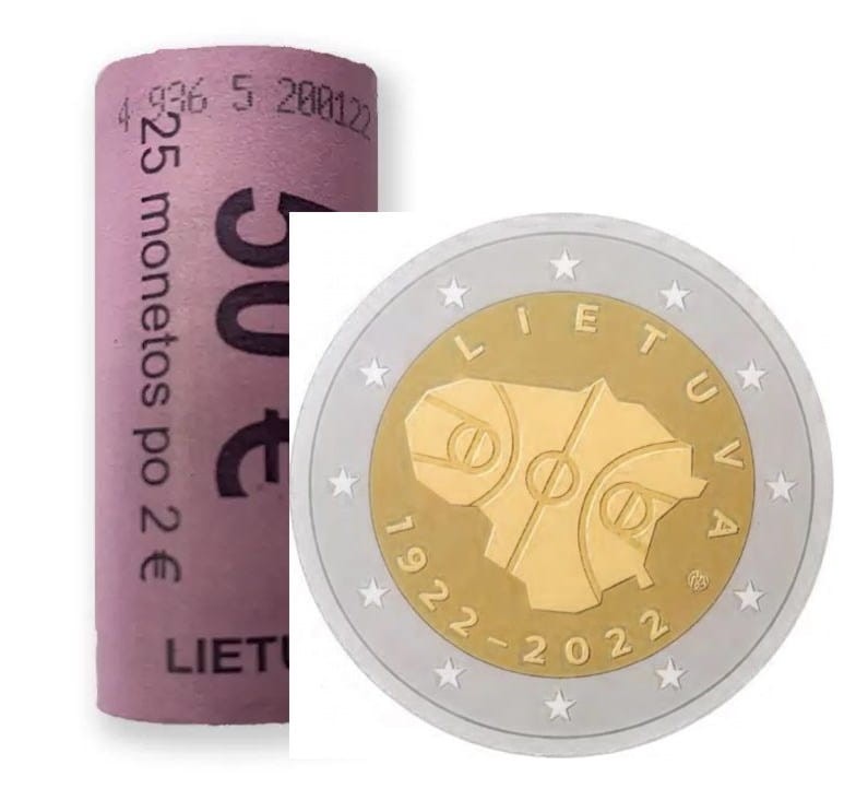 2 euro x 25 Litwa 100 lat koszykówki 2022