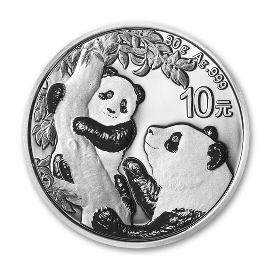 Chiny 10 juanów Panda 30 g Ag.999 2021