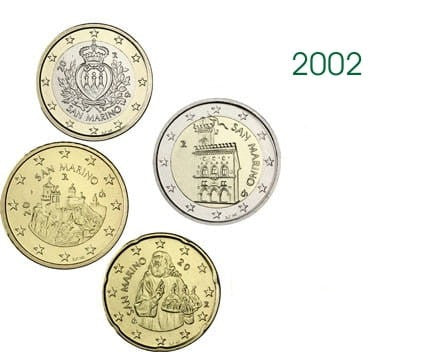 Euro set San Marino x4 zestaw menniczy 2002