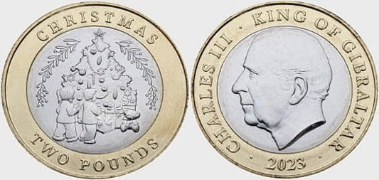 Gibraltar 2 funty Święta - choinka Karol III 2023