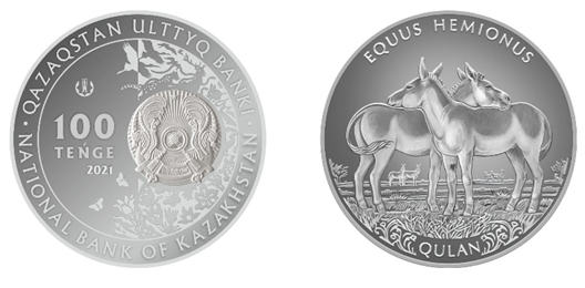Kazachstan 100 tenge Osioł Kułan 2021