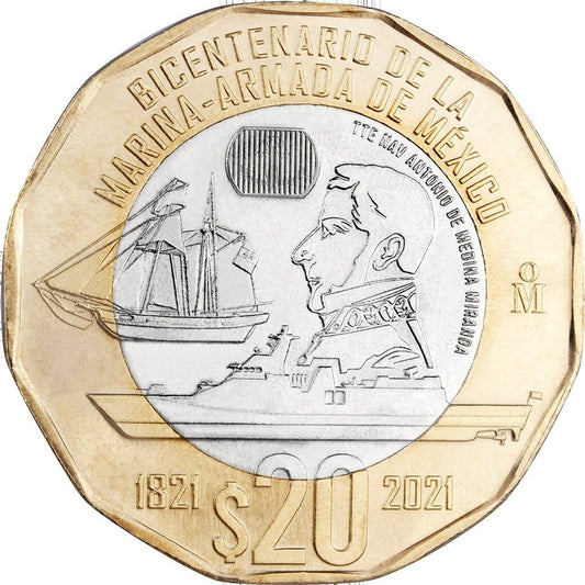 Meksyk 20 peso 200 lat floty morskiej 2022