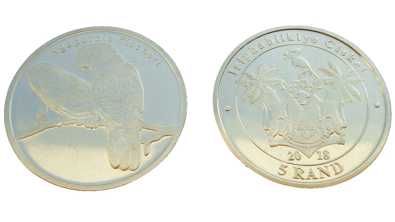 RPA Ciskei 5 randów Papużka nierozłączka 2018
