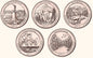 USA 25 c Parki narodowe x5 2011 platerowane złotem