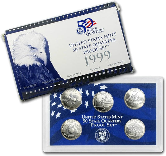 USA Proof set 5 x 25c Stany 1999 "S"
