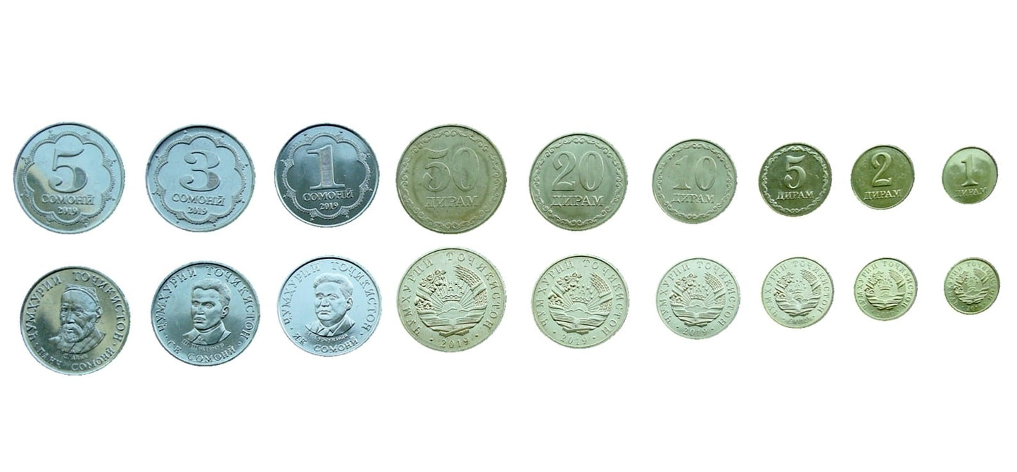 Zestaw menniczy Tadżykistan x 9 2019